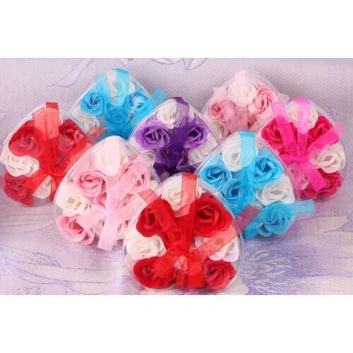 9Pcs Scented Rose Flower Petal Bath Body Soap Wedding Party Gift For Household Creative Bathroom Convenient Durable