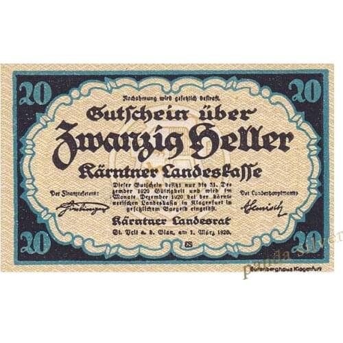 Austria 20 Heller, 1920 P-S107, UNC Small Size Note for Collection