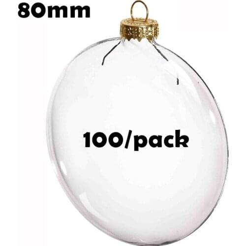 Free Shipping DIY Paintable Christmas Decoration Ball 80mm Glass Disc/Paper Ornament, 100/Pack