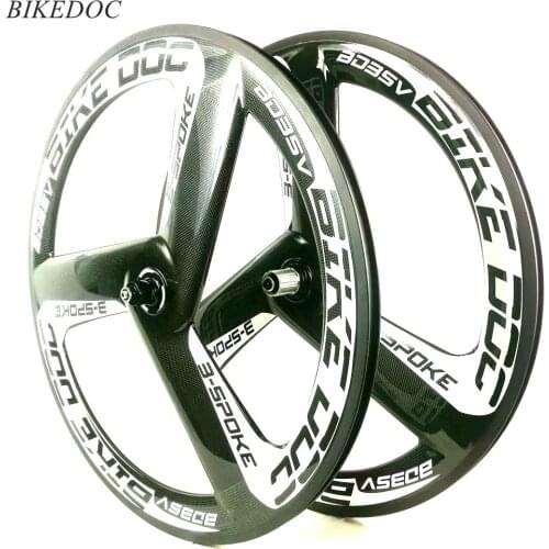 BIKEDOC Chinese Carbon Wheels Track 700C Fixed Gear Clincher 23MM Width 3 Spoke Bicycle Wheels