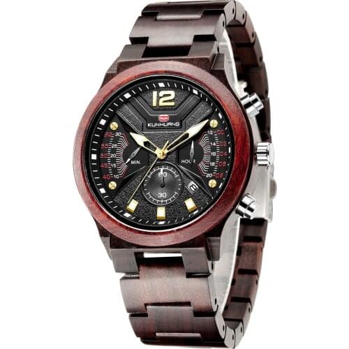 Часы мужские Wood Quartz Wrist Watch Men Sport Waterproof Watch Man Chronograph Clock Luxury Brand Mens Relogio Masculino