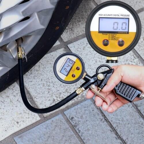 Digital Car Pressure Gauge EU/US/JP Adapter Tire Air Pressure Pressure Gauge Inflator Gauge Vehicle Inflation Monitoring Tool