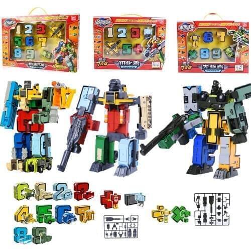 Digital DIY Building Blocks Assembly Deformation Robot Number Transformation Math Letters Montessori Educational Toys