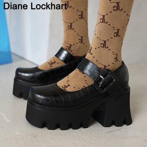 Brand Designer New Female Lolita Cute Mary Janes Pumps Platform Wedges High Heels womens Pumps Sweet Gothic Punk Shoes Woman