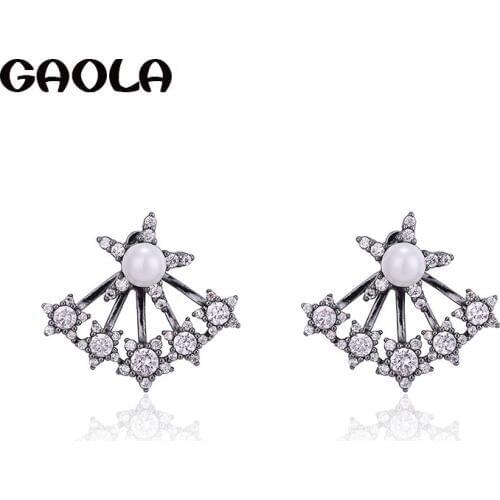 GAOLA Fashion Micro Paved Shining AAA Cubic Zirconia Geometric Stud Earrings Accessories for Girls