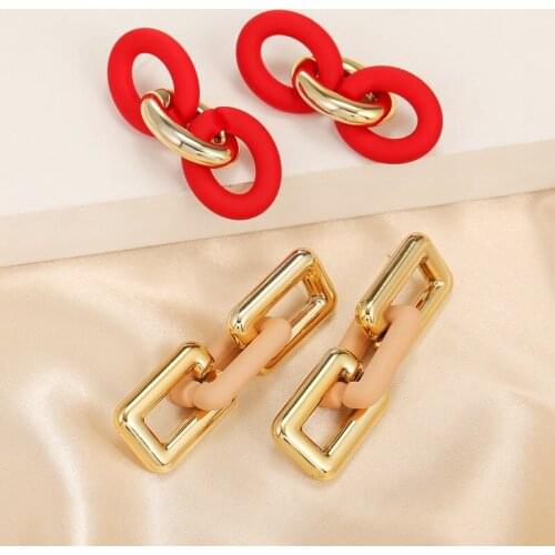 Geometric Rectangle Acrylic Drop Earrings for Women Gold Color Long Dangle Big Earring 2021 New Arrival Fashion Jewelry SR1110