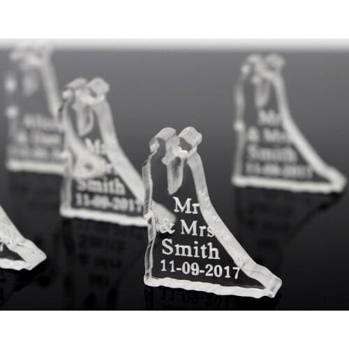 50*Personalized Wedding Engagement Labels Customized Mr. & Mrs. Surname Gold/Silver/Clear Wedding Party Table Center Decoration