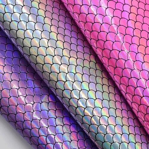 2020 new trends synthetic PU shell embossed Holographic leather material
