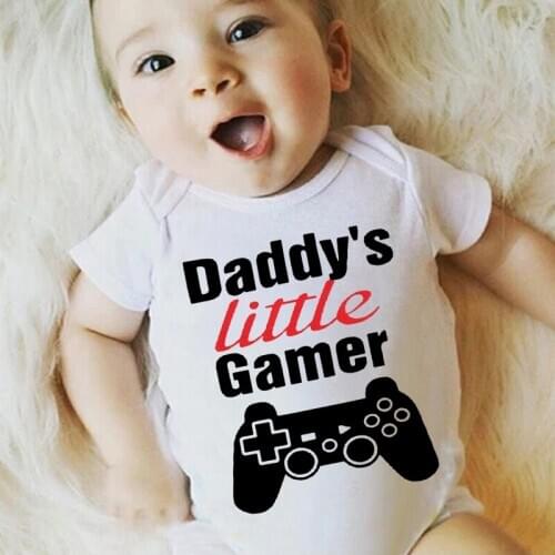 Daddys Little Gamer Newborn Baby Bodysuit Cotton White Jumpsuits Baby Body Boys Girls Clothing Onesie Outfits