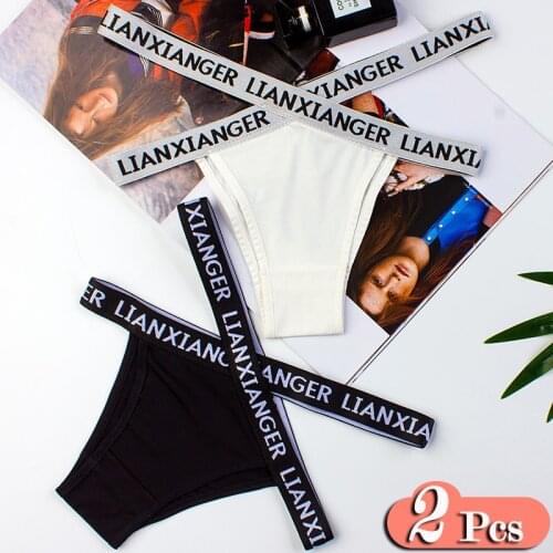 2Pcs/Lot Sporty Style Wrap Design Ladies Panties Thongs Set String Fashion Cotton Women Underwear Seamless Briefs Sexy Lingerie