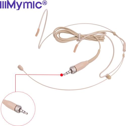IiiMymic H-21S2-1 3.5mm Plug Headset For Sennheiser Wireless Body-Pack Transmitter Headworn Microphone Screw Locking Plastic Box