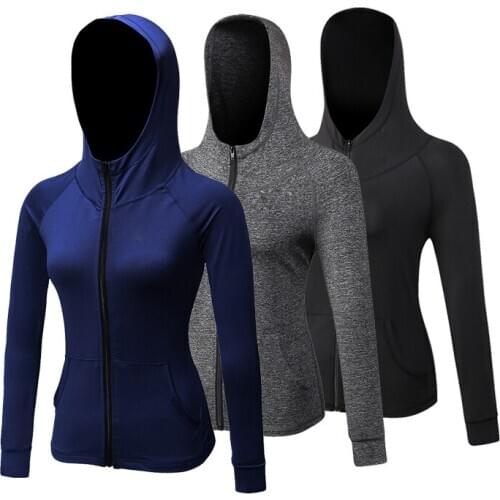 Winter Running Jackets Women Long Sleeve Yoga Hoodies Quick-Dry Breathable Sports Coat Fitness Tracksuits Zipper workout jacket