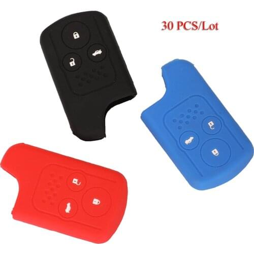 Kutery 30PCS/Lot Silicone Rubber Car Key Cover For Honda Accord CRV Civic Crosstour Fit Remote Car Key Case Protecter 3Buttons