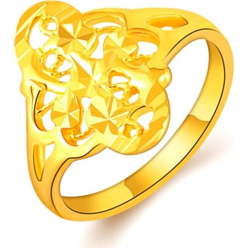 Fashion Yellow Gold 100% Brand New and High Quality Rings Square Shaped Vacuum Rings Memorable Anniversary Jewelry Joias Charms
