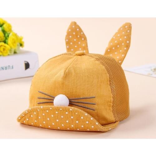 8-20 Month Baby Fashion Cap Summer Hats for Kids Multicolor Casual Long Ear Design Bucket Hat Cartoon Cat Baby Cute Sun Cap
