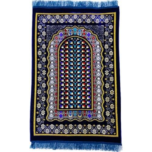 Muslim Prayer Rug Velvet Prayer Blue Muslim Prayer Rug Islamic Carpet Mat For Muslim Prayer tapis de priere Islamic Braided mats