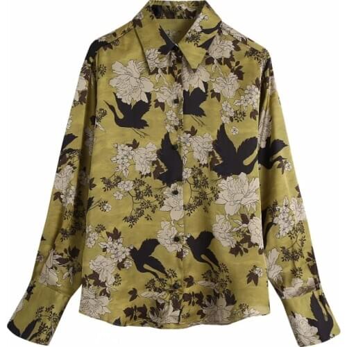 2021 New Spring Women Flower Printing Button Decoration Blouse Female Long Sleeve Shirt Vintage Loose Tops Blusas S8336