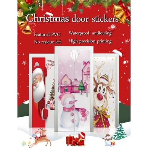 New Product Christmas Door Stickers Simulation Christmas Tree Stickers Holiday Party Decoration Wallpaper Wall Stickers