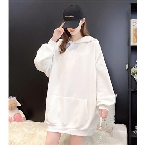 2020 Autumn Sweet Women Hoodies Fashion Cute Rabbit Ears Hooded Pullovers Lantern Sleeve Loose Tops Solid Color Versatile