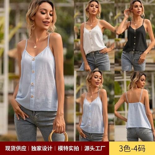 Wish European American Summer New Camisole Womens Bottoming T-shirt Top tops women 2021 tank tops cropped top tops women