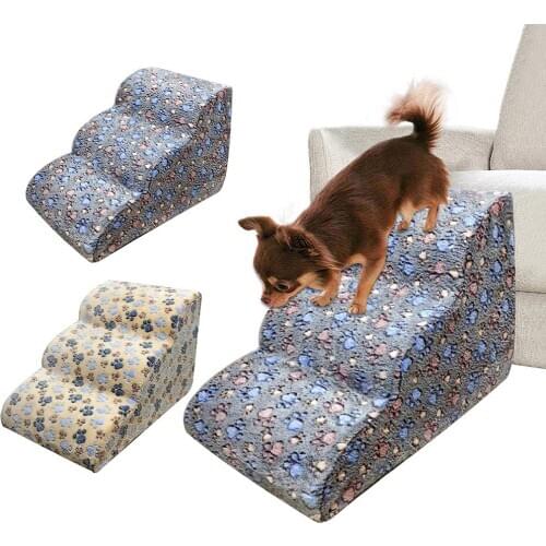 Dog Stairs Dog Bed 3 Steps Ladder Removable Foldable Mesh Puppy Bed Anti-slip Cat Ramp Staircase Pet Mat For Small Pet