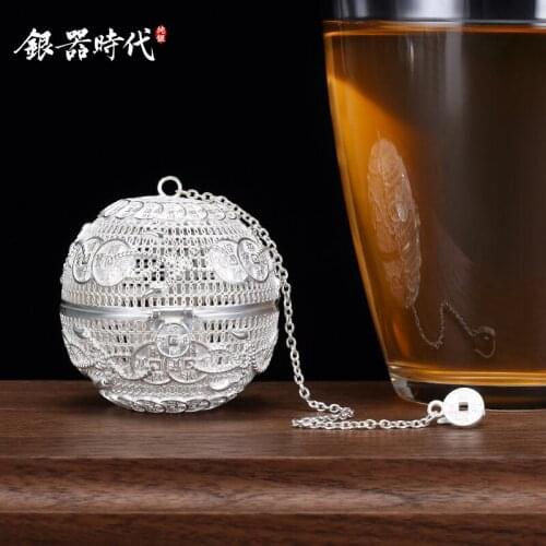 Silver age a thriving business make tea tea ball sterling silver 999 artifact trill with large capacity of tea strainer