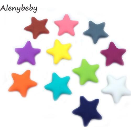 Silicone Five-pointed Star Beads Chew Food Grade Silicone Teether DIY Baby Teething Beads Mom Infant Necklace Bracelet Toys