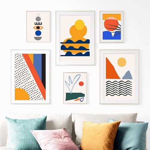 Nordic Minimalist Geometric Posters And Prints Abstract Sunset Canvas Painting Wall Art Pictures For Living Room Modern Decor