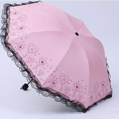 Creative Folding Sunshade Black Lace Sun Umbrella Outdoor UV Protection Sun Umbrella