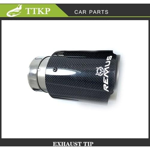 Air Inlet 48/51/57/63/80MM Bright Carbon Fiber Exhaust Pipe Car Universal Stainless Steel Straigh Muffler Tip With Remus Logo