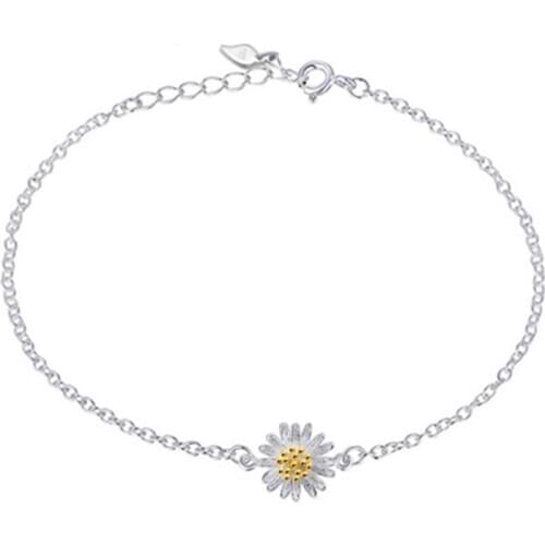 100% 925 sterling silver sweet lady fresh summer sunflower ladies'bracelets women jewelry wholeslae drop shipping Anti allergy