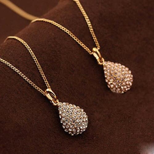 Gold Color Silver Color Pendant Chain Jewelry Rhinestone Necklace Statement Charm Lady Necklace