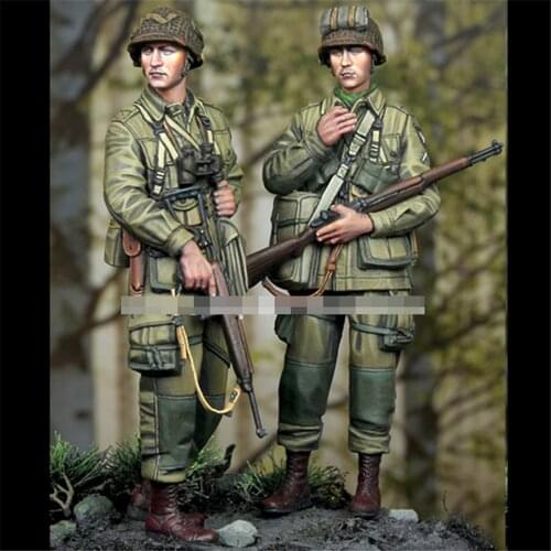 2pcs WWII Soldiers Set Resin Figure 1/35 Scale Model Kit Assembly Model Figure Resin Kit Colorless Self-Assembled Toy