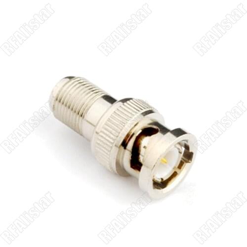 2 Pieces RF Adapter F Female Jack to BNC Male plug straight Coaxial Connector Adapter Brass