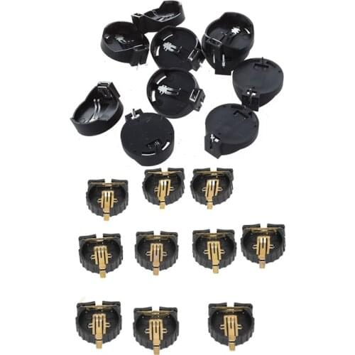 20 Pcs Button Battery Holder Case Plastic Housing Button Cell Battery Sockets Holder Case, 10 Pcs Black Brown & 10 Pcs Black
