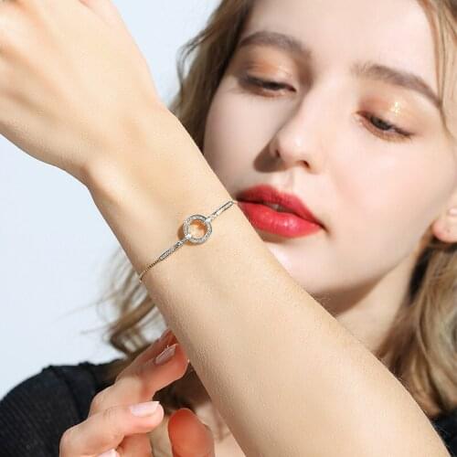 2020 New Fashionable Simple AAA Cubic Zirconia Pendant Bracelet for Woman Round Shiny Crystal Korean Bangle Female Jewelry Gifts