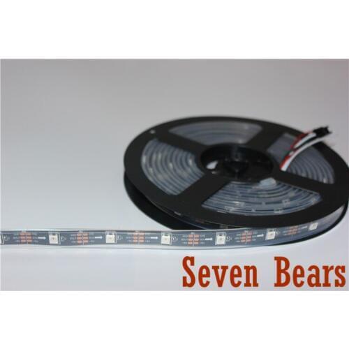 5m/lot Black PCB WS2812B Smart led pixel strip Casing waterproof ip67 ,30 leds/m WS2811 IC;WS2812B 30 pixels/M, DC5V