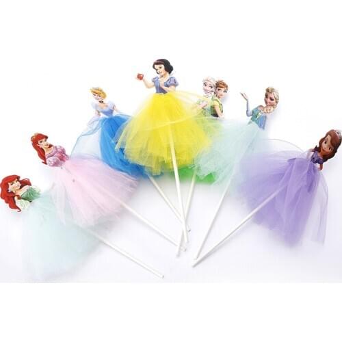 5pcs Princess Themed Cupcake Toppers For Kids Party Decoration Cute Princess Baby Girl Birthday Cake Topper Party Supplies