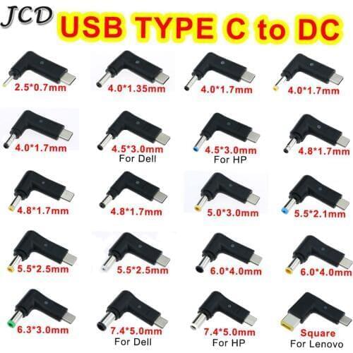JCD Laptop Power Adapter Connector DC Plug Converter USB Type C to DC for Asus Lenovo Acer DELL HP Sony Notebook