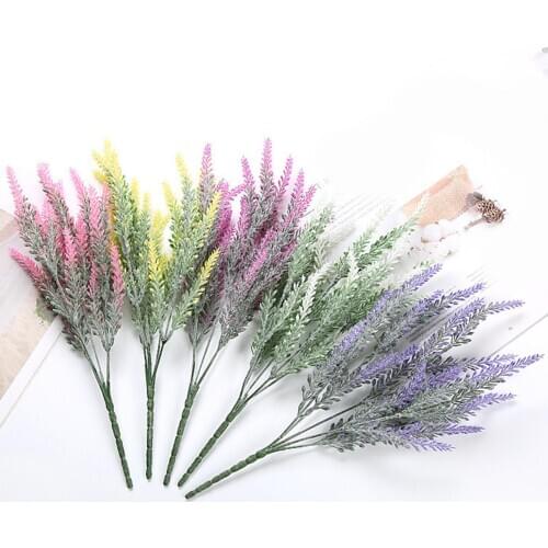 2Pcs 5-fork Artificial Flower Simulation Plant Lavender Plastic Home Decoration Wedding Bouquet Plant Fake Flower
