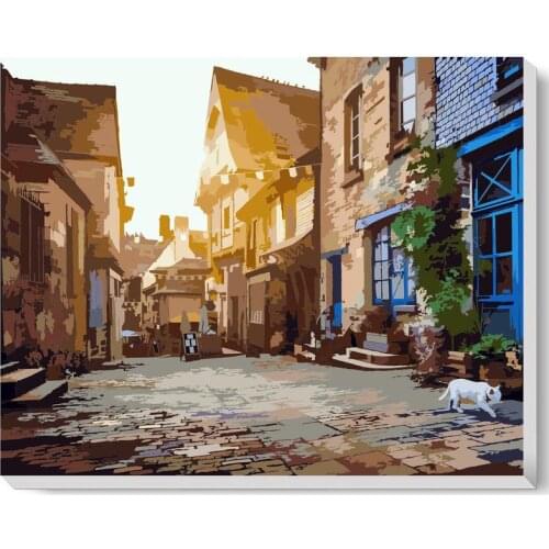 Fantasy Town Paint by Numbers Colorful Oil Painting Abstract 16x20 Framed DIY Paint by Numbers Kit for Adults Beginners