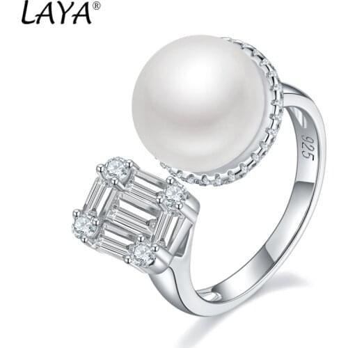 Laya Natural Baroque Pearl Ring For Women Pure 925 Sterling Silver Shiny White Cubic Zirconia Elegant Fine Jewelry 2021 Trend