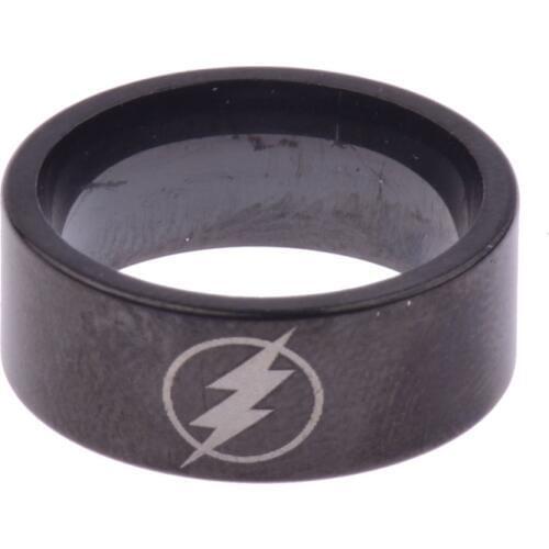 Fashion Titanium Boys Men Black The Flash Symbol Stainless Steel Polished Ring Cocktail Wedding Jewelry Wholesale