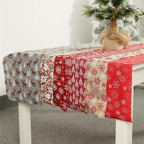 Newest Christmas Table Runner Vintage Tablecloth Large Rectangular Table Cloth Christmas Snow Deer Print Table Runner