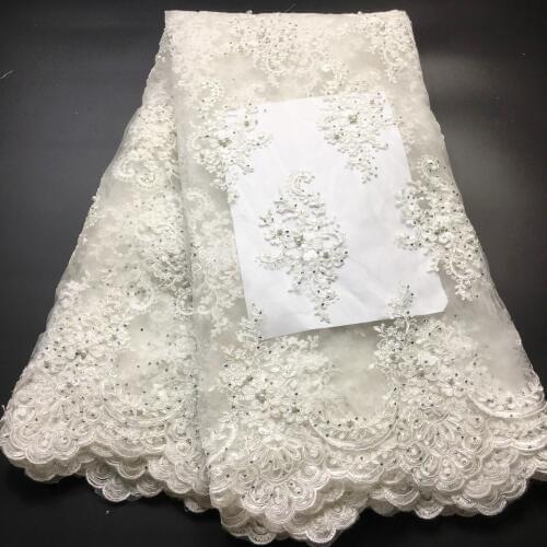Newest African Tulle Lace Fabrics With Stones Embroidery Net Lace African French Lace High Quality With Beads Wedding D17501