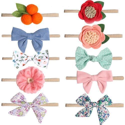 1PC Baby Girl Bows Headband Soft Stretchy Nylon Headbands for Girls Floral Bows Headband Kids Hair Accessories