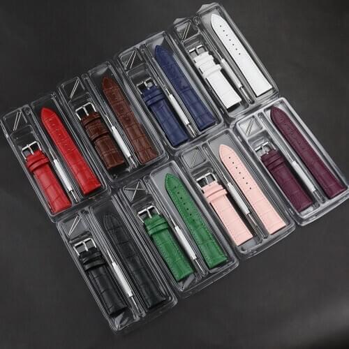 Genuine Leather Strap High Quality Animal Skin Watch Band Purple Black Belt 10mm 12mm 14mm 16mm 18mm 20mm 22m 24mm Watchbands