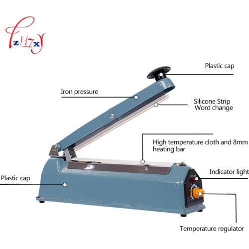Manual Plastic Film Sealer Machine Home Heat Impulse Sealer Poly Bag Plastic Film Sealing Machine suit for food,candy, tea 220V