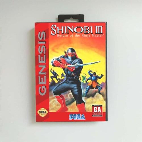 Shinobi III Return of the Ninja Master - USA Cover With Retail Box 16 Bit MD Game Card for Sega Megadrive Genesis