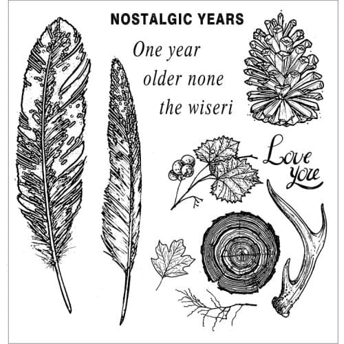 AZSG Pinecone Annual Ring Feather Clear Stamps For Scrapbooking DIY Clip Art /Card Making Decoration Stamps Crafts